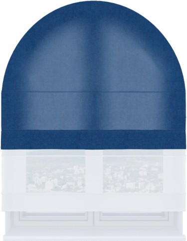 Римская штора «Кортин» день-ночь для арочного проёма, ткань вельвет синий