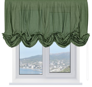 Австрийская штора «Cortin», лён зелёный