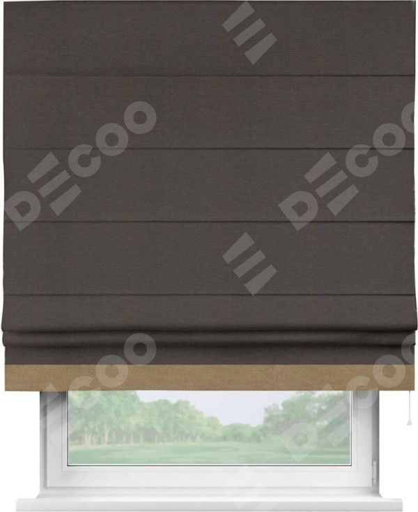 Римская штора «Кортин» с кантом Джестер, для проема, ткань лён димаут, венге