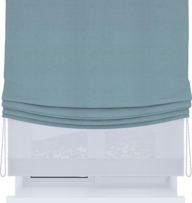 Римская штора «Кортин», день-ночь с мягкими складками, блэкаут однотонный серо-голубой