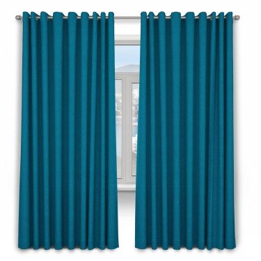 Шторы на люверсах ткань лён димаут, светло-синий