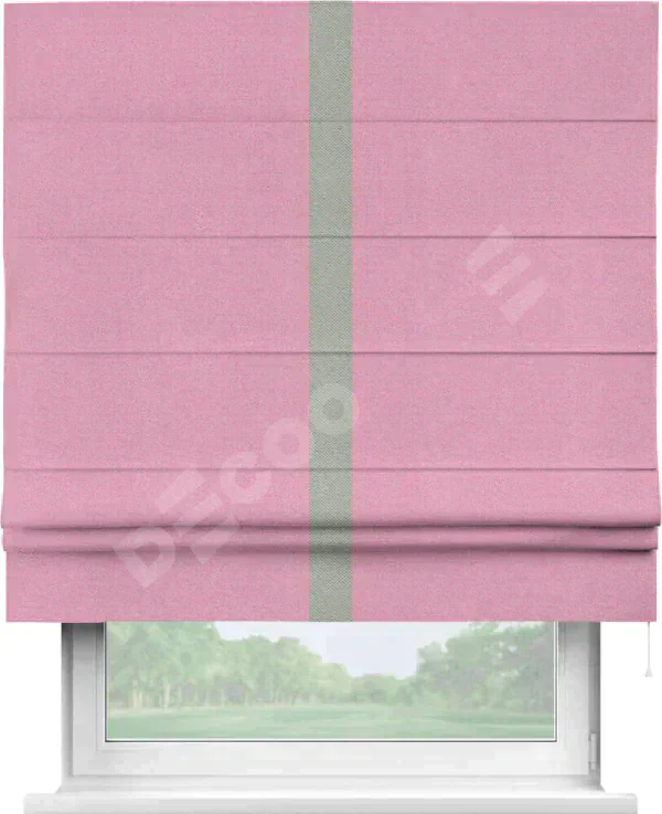 Римская штора «Кортин» с кантом Хайвэй, для проема, ткань лён димаут, розовый