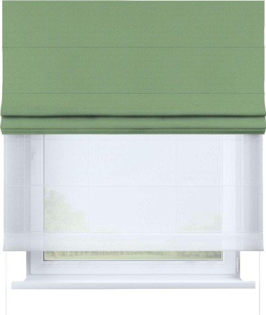 Римская штора «Кортин» день-ночь, ткань блэкаут однотонный, оливковый