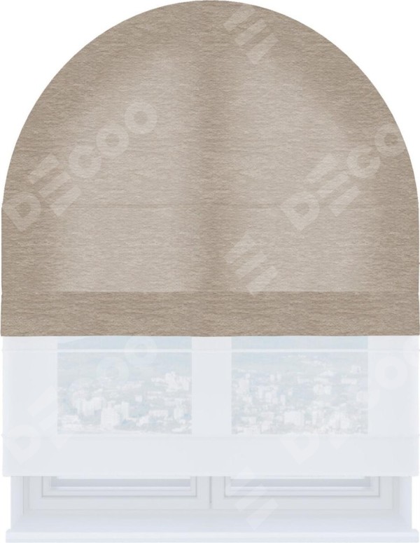 Римская штора «Кортин» день-ночь для арочного проёма, ткань софт однотонный тёмно-бежевый