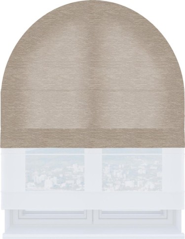 Римская штора «Кортин» день-ночь для арочного проёма, ткань софт однотонный тёмно-бежевый