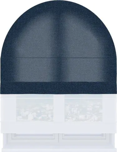 Римская штора «Кортин» день-ночь для арочного проёма, ткань лён кашемир тёмно-синий