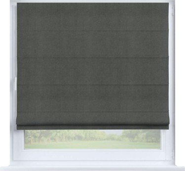 Римская штора «Кортин» на створку, ткань вельвет тёмно-серый