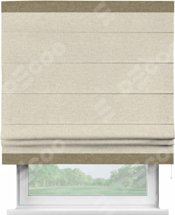 Римская штора «Кортин» с кантом Горизонт, для проема, ткань стиф димаут молочный