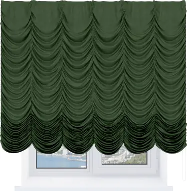 Французская штора «Кортин», вельвет тёмно-салатовый