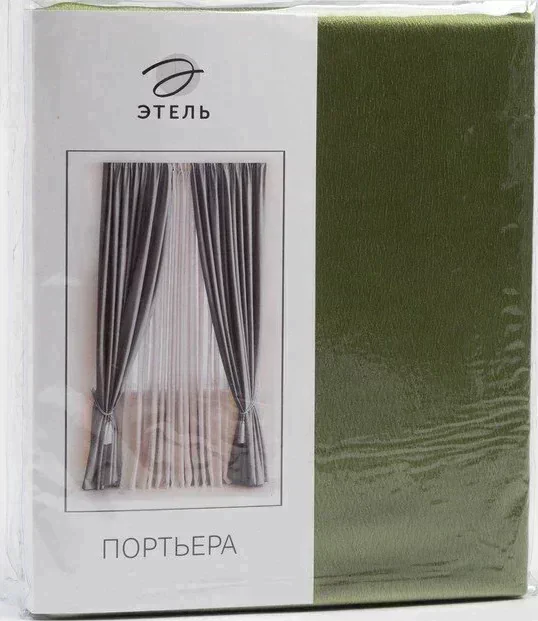 Штора портьерная "Этель" ширина 200 см, высота 250 см, цвет фисташковый, глянцевая