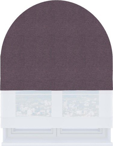 Римская штора «Кортин» день-ночь для арочного проёма, ткань лён димаут светло-фиолетовый