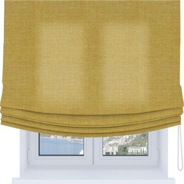 Римская штора Soft с мягкими складками, ткань лён горчичный