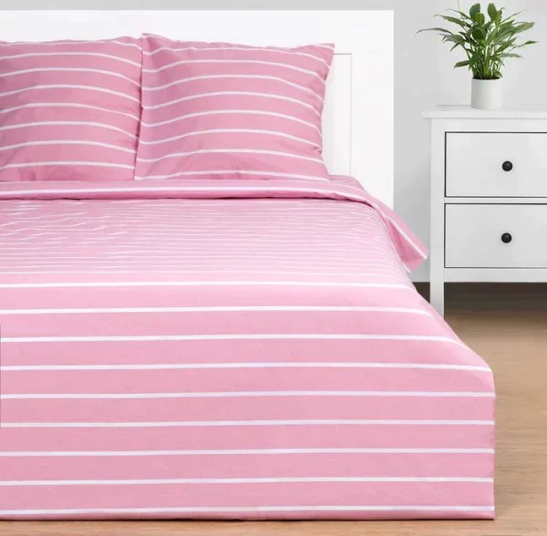 Постельное бельё Этель Евро Pink stripes 200х217см, 220х240см, 70х70см-2 шт, 100% хлопок,поплин