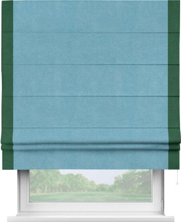 Римская штора «Кортин» с кантом Стрим Дуо, для проема, ткань вельвет ментоловый