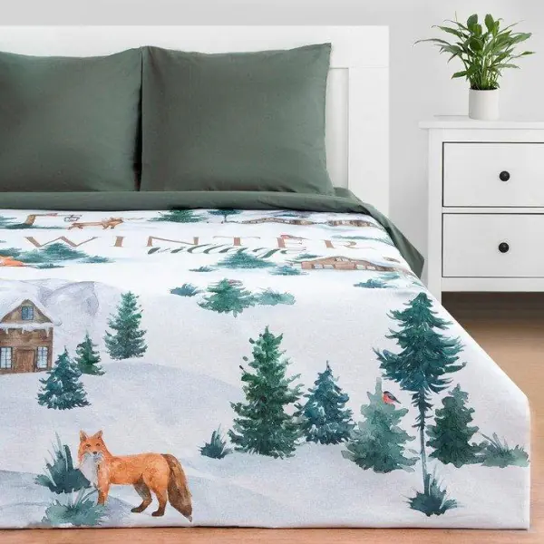 Постельное бельё "Этель" Евро Winter village 200*217 см, 220*240 см, 70*70 см - 2 шт, бязь 125гр/м2