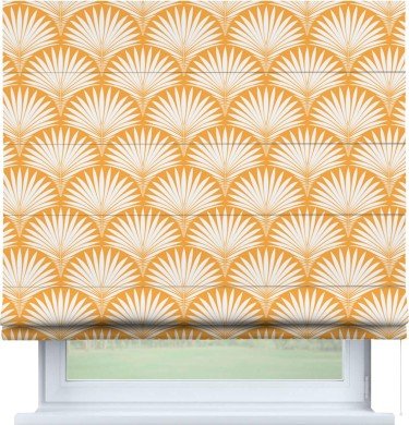 Римская штора «Кортин» для проема «Арт-деко листья желтый»