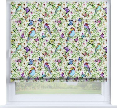 Римская штора «Кортин» на створку «Тропические птицы»