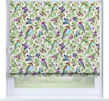 Римская штора «Кортин» на створку «Тропические птицы»