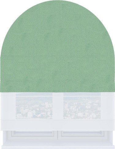 Римская штора «Кортин», блэкаут однотонный ментоловый, день-ночь для арочного проёма