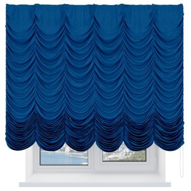 Французская штора «Кортин», вельвет синий