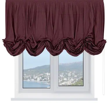 Австрийская штора «Кортин», ткань лён кашемир бордовый