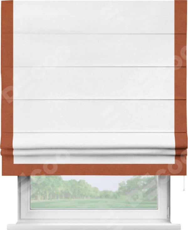 Римская штора «Кортин» с кантом Виктория, для проема, ткань вельвет дымчато-белый