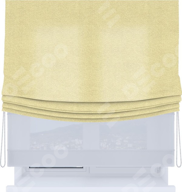 Римская штора «Кортин», день-ночь с мягкими складками, софт однотонный молочный