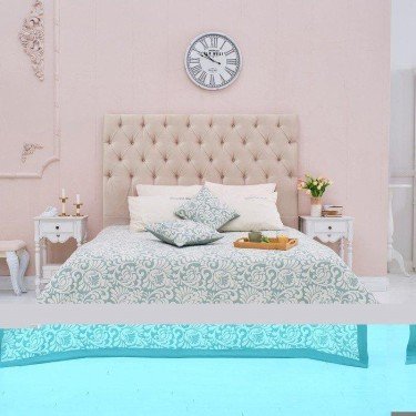 Покрывало хлопковое Этель «Узоры» 200х240 см, цвет зелёный, 100% хлопок, 300гр/м2