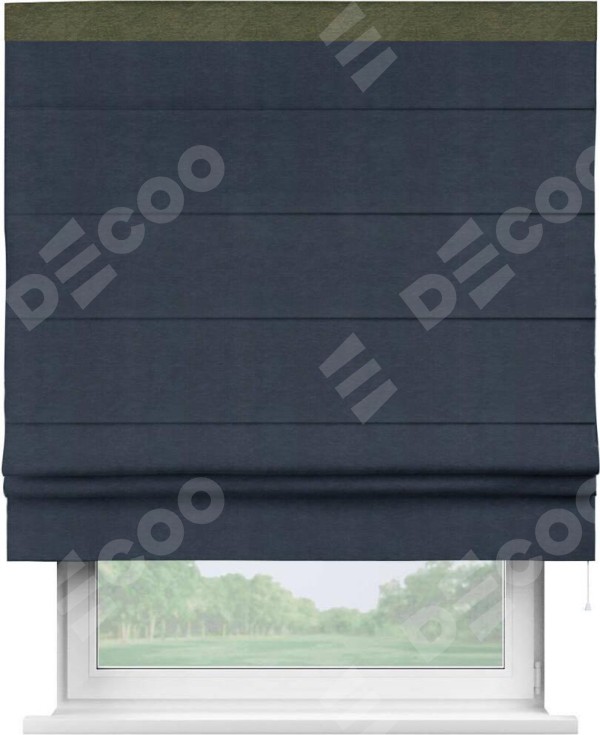 Римская штора «Кортин» с кантом Кинг, для проема ткань софт однотонный тёмно-синий