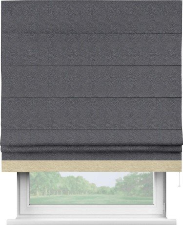 Римская штора «Кортин» с кантом Джестер, для проема, ткань софт однотонный графит