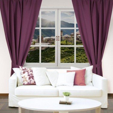 Штора портьерная "Этель" ширина 200 см, высота 250 см, цвет фиолетовый, матовая