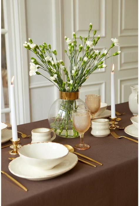 Скатерть "Этель" Elegance 150*250 +/-3см, цв.кофейный, пл. 192 г/м2, хл с ВГМО