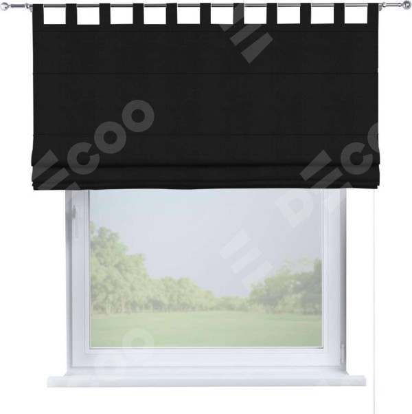 Римская штора на петлях «Кортин», ткань блэкаут однотонный, черный