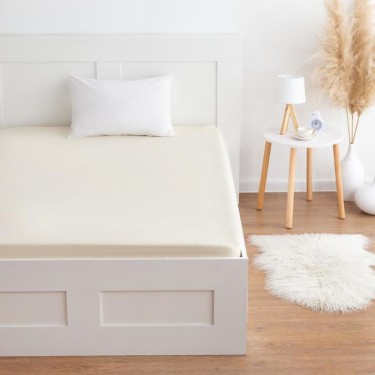 Простыня на резинке Этель 140*200*25 см, цв. бежевый, 100% хлопок, мако-сатин, 128 г/м²