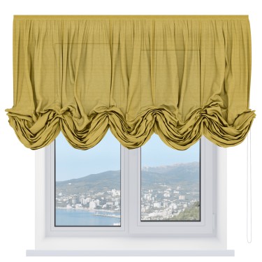 Австрийская штора «Кортин», ткань лён светло-салатовый