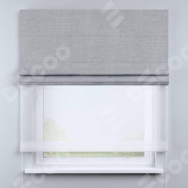 Римская штора «Кортин» день-ночь, ткань лён серый