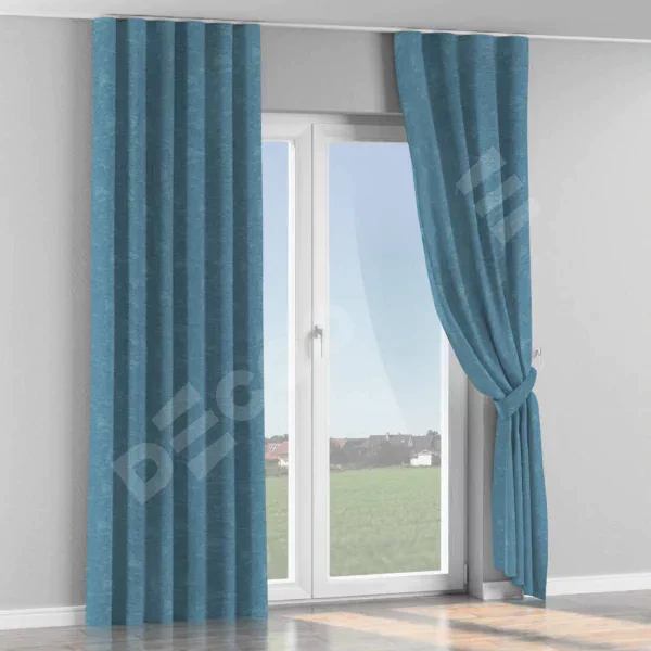 Комплект штор софт мрамор голубой, на тесьме «Волна»