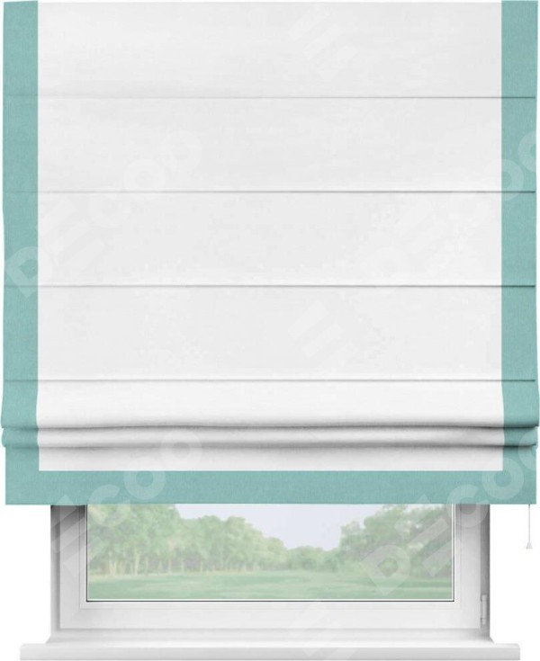 Римская штора «Кортин» с кантом Виктория, для проема, ткань вельвет дымчато-белый