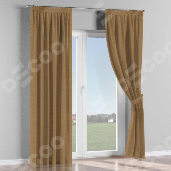 Комплект штор на тесьме «Карандаш», лён димаут коричневый
