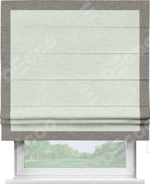Римская штора «Кортин» для проёма, лён топлёное молоко, с кантом Чесс