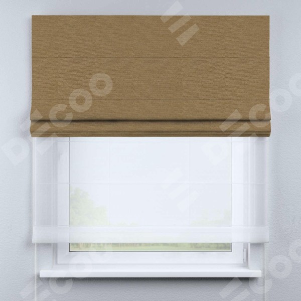 Римская штора «Кортин» день-ночь, ткань лён димаут, коричневый