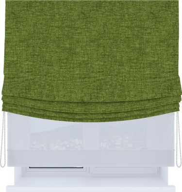 Римская штора «Кортин», день-ночь с мягкими складками, рогожка димаут салатовый