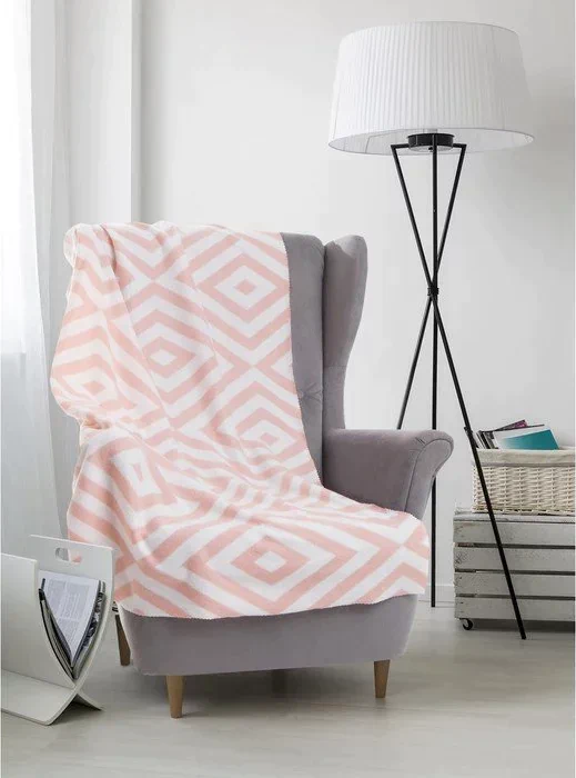 Плед Экономь и Я "Ромбы розовые" 150*130 см, пл.160 г/м2, 100% п/э