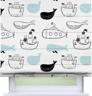 Римская штора «Кортин» для проема «Морская прогулка»