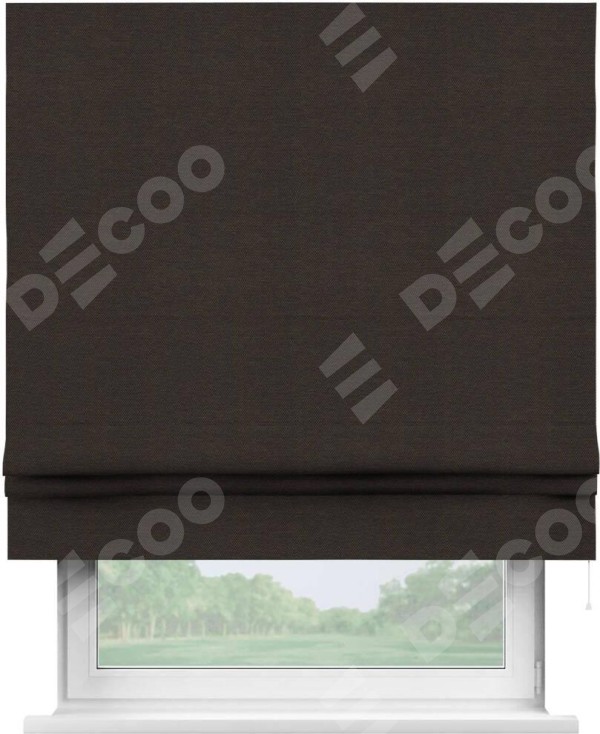 Римская штора «Кортин» для проема, ткань лён димаут, венге