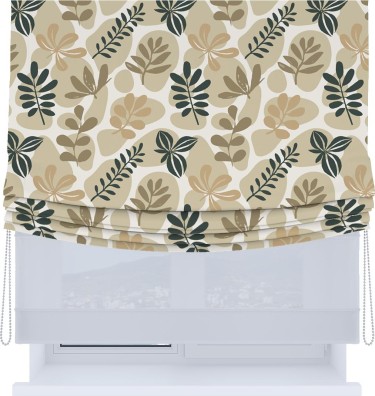 Римская штора «Кортин», день-ночь с мягкими складками, «Бежевый сад»