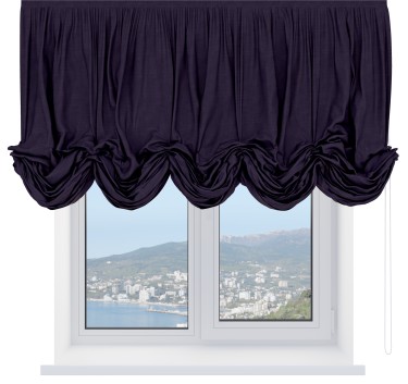 Австрийская штора «Кортин», ткань вельвет тёмно-фиолетовый