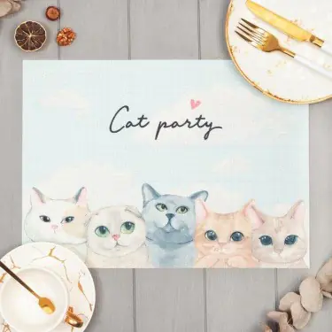 Салфетка на стол Доляна "Cat party" ПВХ 40*29см