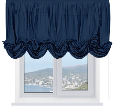 Австрийская штора «Кортин», ткань лён кашемир тёмно-синий