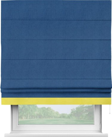 Римская штора «Кортин» с кантом Джестер, для проема, ткань вельвет синий